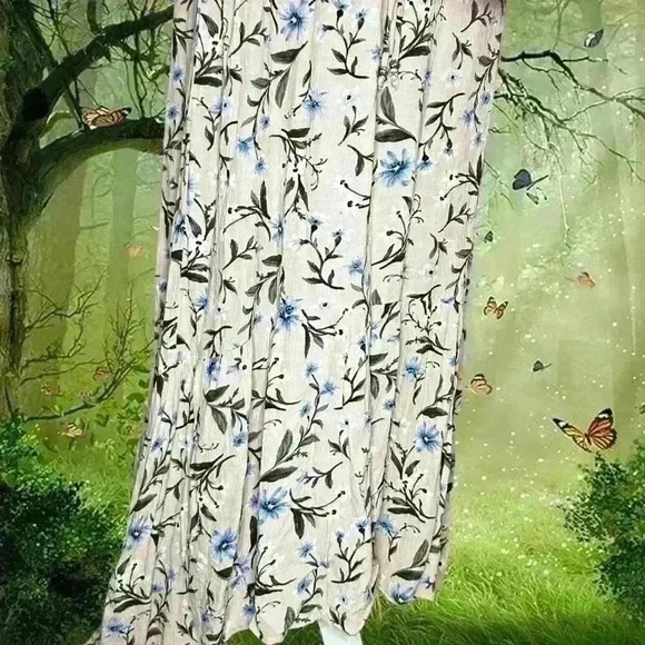 Boho Coquette American Eagle Baby Pink Floral Maxi Dress - Picture 4 of 10